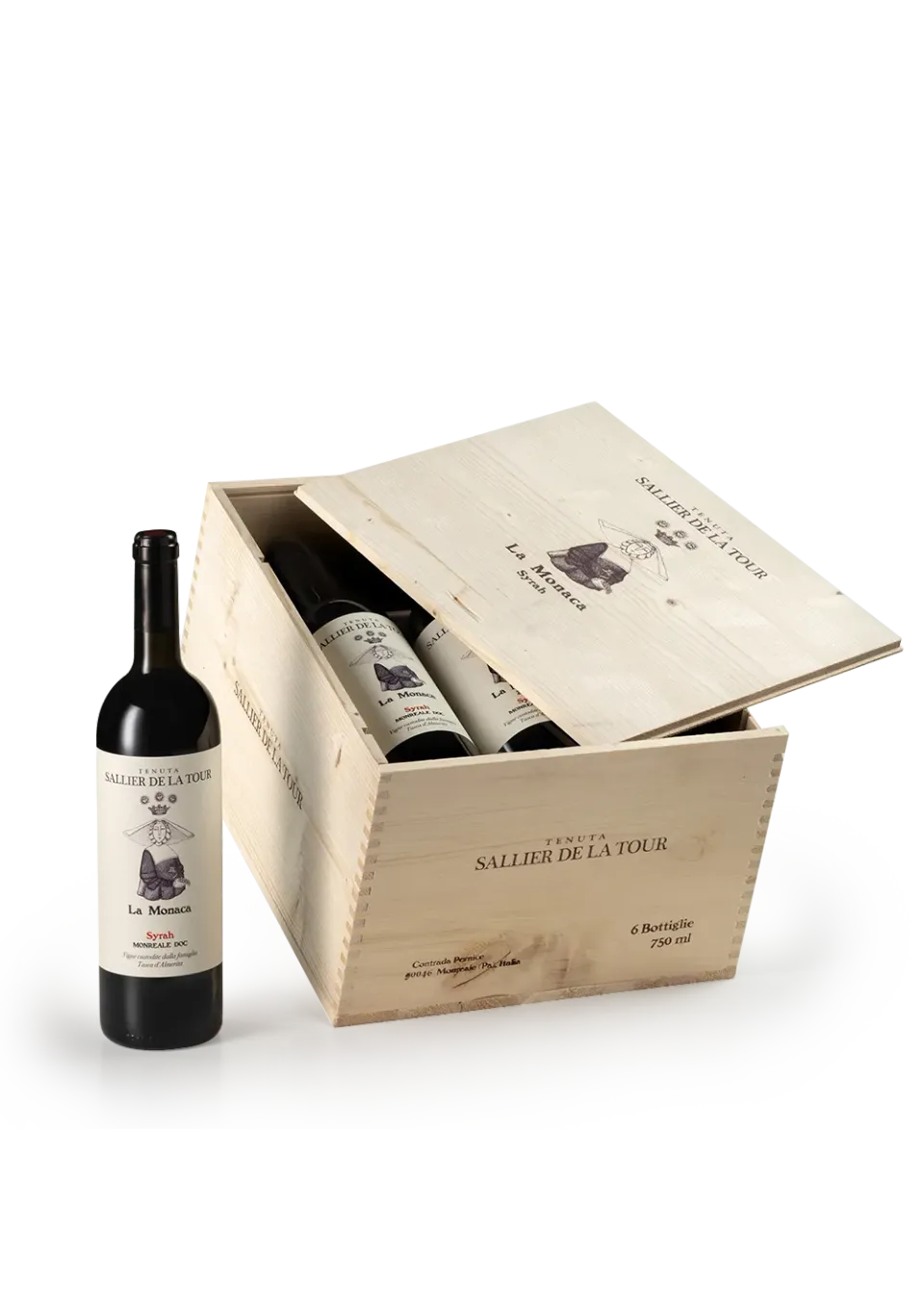 Tasca La Monaca Syrah 2022 Holzkiste 6x0,75l trocken